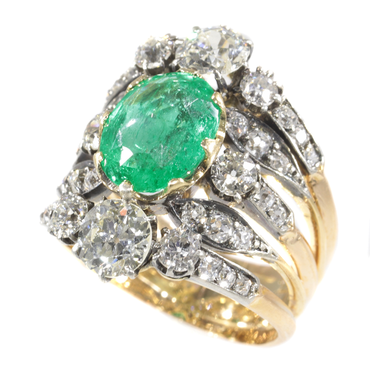 Victorian antique ring with diamonds and emerald (image 4 of 20)